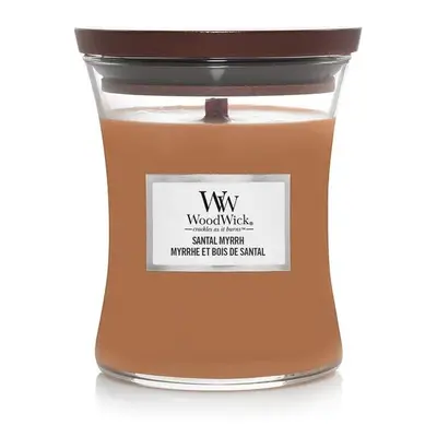 WoodWick vonná svíčka s dřevěným knotem střední Santal Myrrh 275g