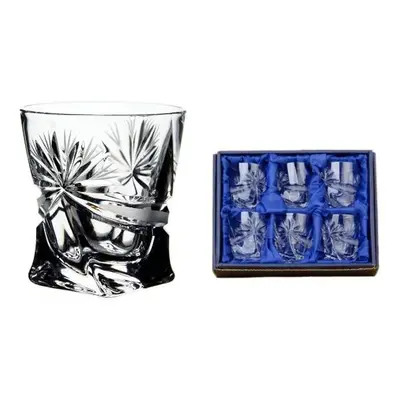 Onte Crystal Bohemia Crystal ručně broušené sklenice na destiláty Quadro Mašle 55 ml 6KS