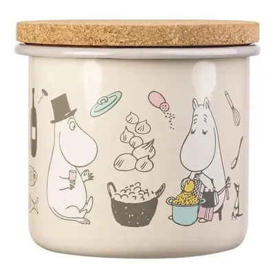 Dóza s víkem Moomins Bon Appétit 1,3l, smalt-korek / béžová