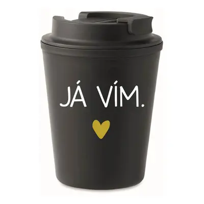 JÁ VÍM. - černý termohrnek 300 ml