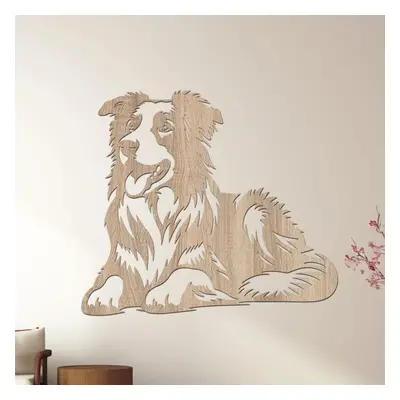 dřevo života Dřevěná dekorace psa BORDER COLLIE Rozměry (cm): 40x34, Zvolte barvu dekoru: Dub So