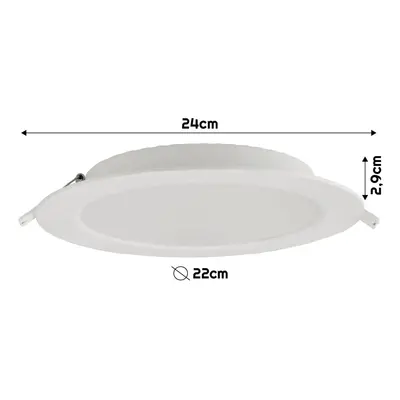 BERGE Kulatý LED panel zapuštěný - bílý - 18W - PC - neutrální bílá