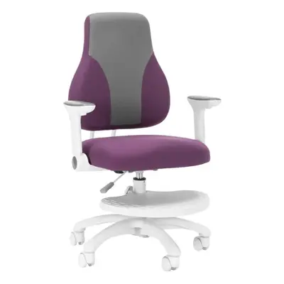 Dětská rostoucí židle Neoseat KINDER WHITE — látka, šedá / fialová