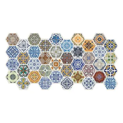 Obkladové panely 3D PVC TP10015623, rozměr 973 x 492 mm, hexagon barevný Patchwork, GRACE