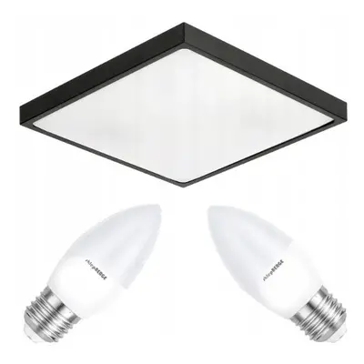 BERGE Stropní LED svítidlo LARI-S BLACK - 2xE27 IP20 + 2x E27 10W svíčka - studená bílá