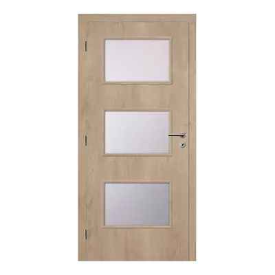 Solodoor Interiérové dveře Etta 6, 70 P, 750 × 1985 mm, fólie, levé, dub Western, prosklené