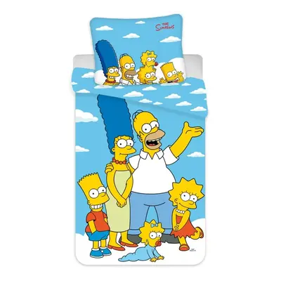 Dětské bavlněné povlečení THE SIMPSONS FAMILY CLOUDS modré Rozměr povlečení: 70 x 90 cm | 140 x 