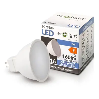 ECOLIGHT LED žárovka MR16 12V 2W studená bílá