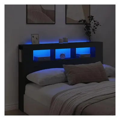 Čelo postele s LED černé 160 x 18,5 x 103,5 cm kompozitní dřevo