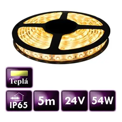 ECOLIGHT LED pásek - SMD 2835 - 5m - 60LED/m - 10,8W/m - 24V - IP65 - teplá bílá