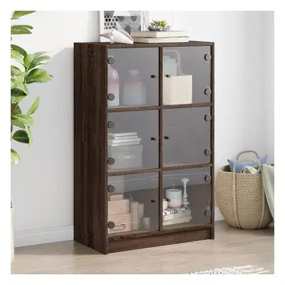 Highboard s dvířky hnědý dub 68 x 37 x 109 cm kompozitní dřevo