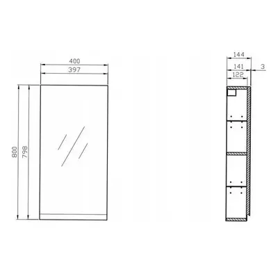 Cersanit - Moduo zrcadlová závěsná skříňka 40cm, bílá, S590-032-DSM