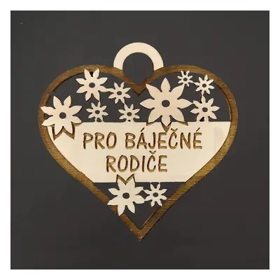 AMADEA Dřevěné srdce s textem "pro báječné rodiče", 7 cm, český výrobek