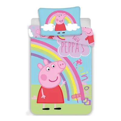 TP Bavlněné povlečení do postýlky 40x60+100x135 Peppa Rainbow