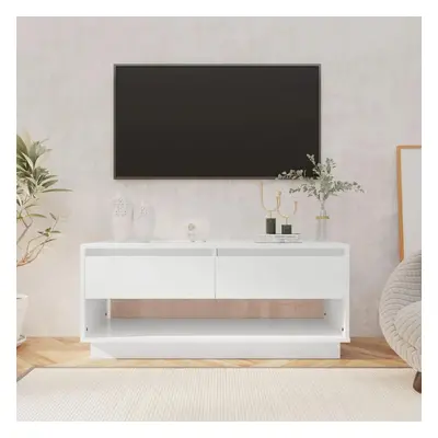 TV skříňka bílá s vysokým leskem 102x41x44 cm kompozitní dřevo