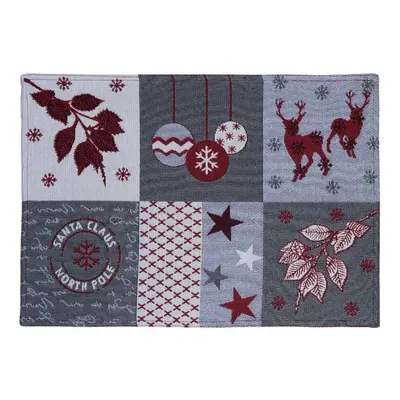 SCANquilt prostírání MOTIV winter patch šedočervená prostírání cca 30 x 45 cm