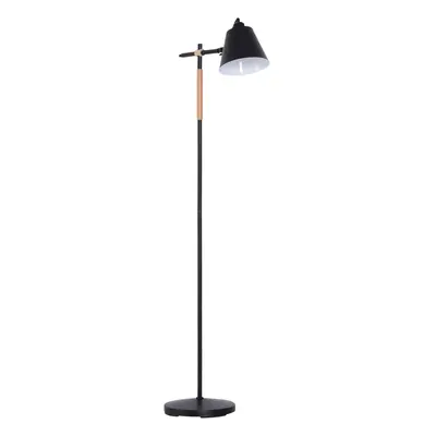 HOMCOM Stojací lampa Stojací lampa v industriálním designu, dřevo a kov, černá a přírodní, 40W, 