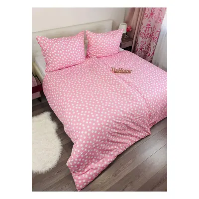 Povlečení balněné Dots růžové TiaHome - Dětský set 130x90cm + 65x45cm