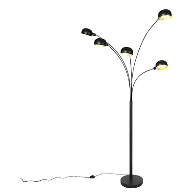 Designová stojací lampa, černá, 5 světel, šedesátá léta