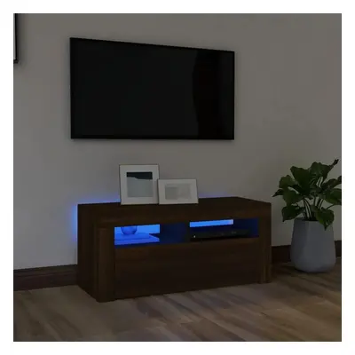 TV skříňka s LED osvětlením hnědý dub 90 x 35 x 40 cm