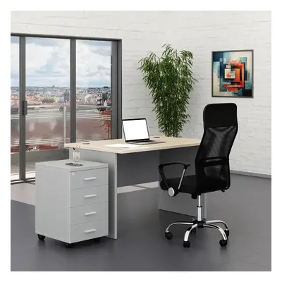 Sestava kancelářského nábytku SimpleOffice 1, 120 cm, šedá / dub světlý