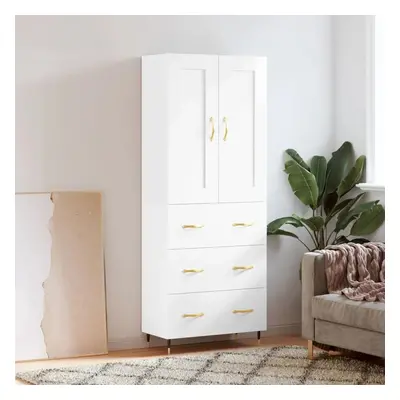 Skříň highboard lesklá bílá 69,5 x 34 x 180 cm kompozitní dřevo