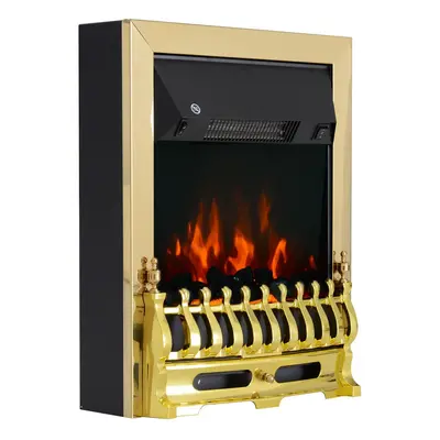 HOMCOM Elektrokamin Standkamin mit Flammeneffekt 1000/2000W 48,2 x 18,5 x 59,2 cm in Gold für ge