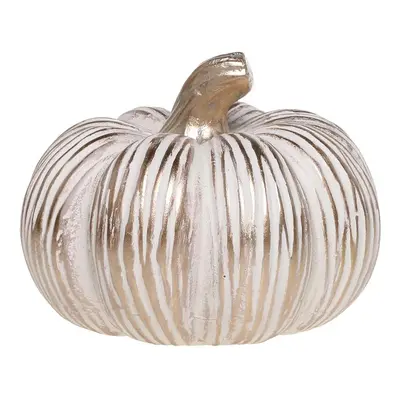 Béžovo-zlatá antik dekorace dýně Pumpkin gold - Ø 16*12 cm