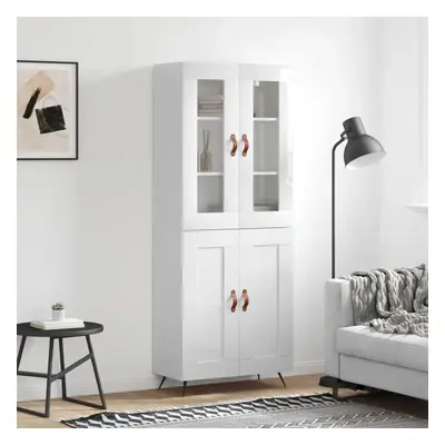 Skříň highboard lesklá bílá 69,5 x 34 x 180 cm kompozitní dřevo