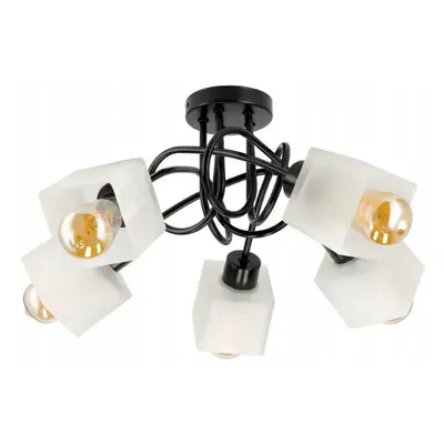 BERGE LED závěsná lampa LOFT - 5xE27 - CUBE WHITE