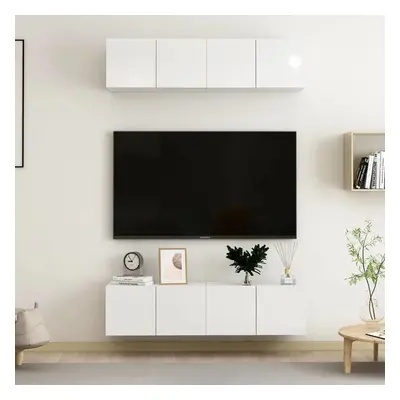 TV skříňky 4 ks bílé s vysokým leskem 60x30x30 cm dřevotříska