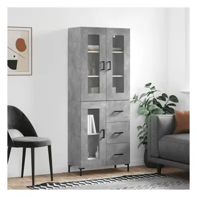 Skříň highboard betonově šedá 69,5x34x180 cm kompozitní dřevo