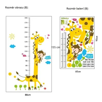 Živá Zeď Samolepka na zeď metr Žirafa Velikost: 155 x 88 cm