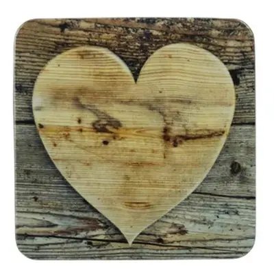 6ks pevné korkové podtácky dřevěné srdce Wooden heart - 10*10*0,4cm