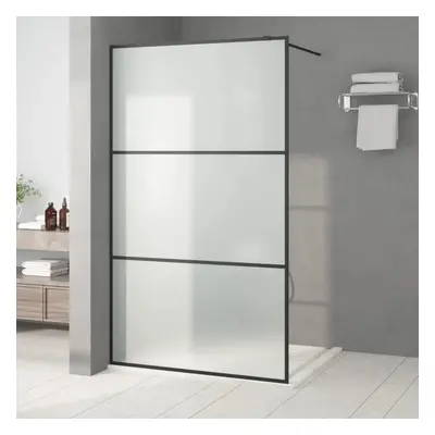 Sprchová zástěna walk-in černá 115 x 195 cm mléčné ESG sklo