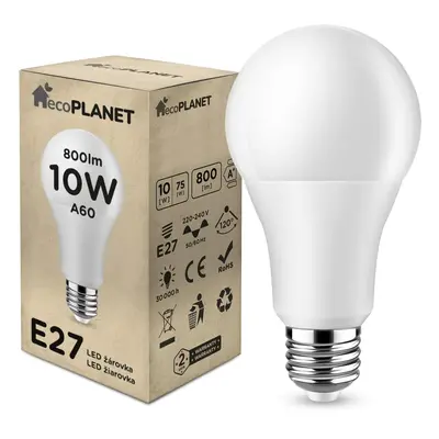 BERGE LED žárovka - ecoPLANET - E27 - 10W - 800Lm - studená bílá