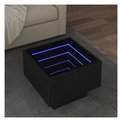 Odkládací stolek s LED černý 40 x 40 x 30 cm kompozitní dřevo