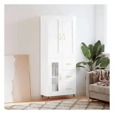 Skříň highboard lesklá bílá 69,5 x 34 x 180 cm kompozitní dřevo