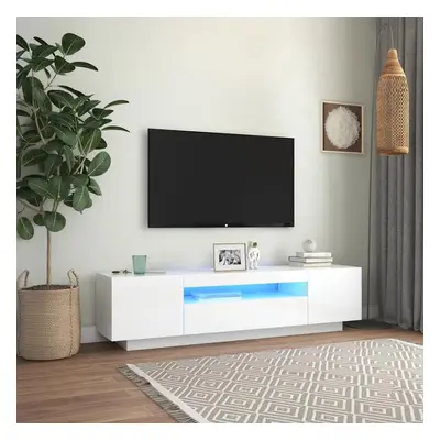 TV skříňka s LED osvětlením bílá s vysokým leskem 160x35x40 cm