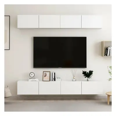 TV skříňky 4 ks bílé 100 x 30 x 30 cm kompozitní dřevo