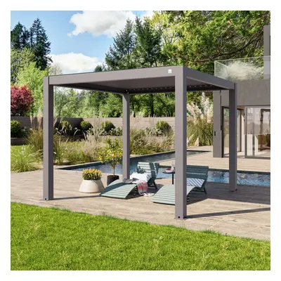 PRIMEYARD Pergola Deluxe 3x3 m, lamelová střecha, perlově šedá - (400113)