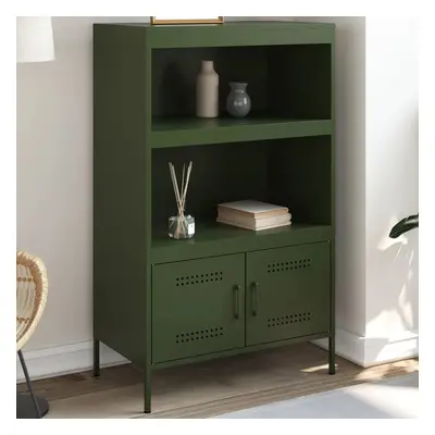 Skříň highboard olivově zelená 68 x 39 x 113 cm ocel