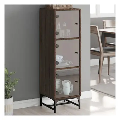 Highboard se skleněnými dvířky hnědý dub 35 x 37 x 120 cm