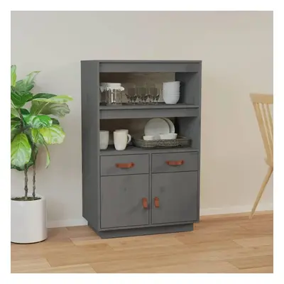 Skříň highboard šedá 67 x 40 x 108,5 cm masivní borové dřevo