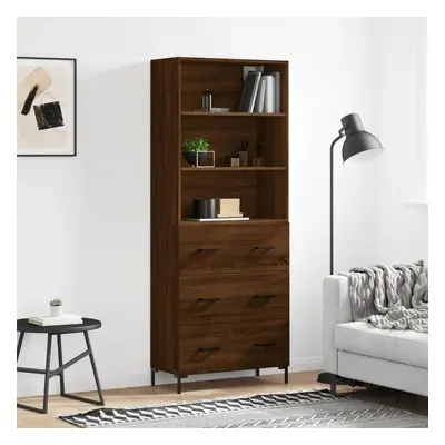 Skříň highboard hnědý dub 69,5 x 34 x 180 cm kompozitní dřevo