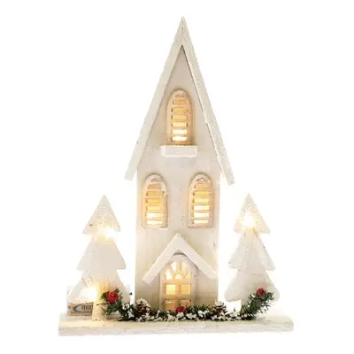 Dřevěný LED domeček Christmas cottage bílá, 36 x 27 x 7 cm