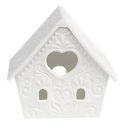 Bílý porcelánový svícen chaloupka House Fairy - 8*6*8 cm