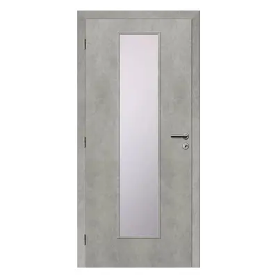 Solodoor Interiérové dveře Etta 7, 70 L, 750 × 1985 mm, fólie, levé, beton, prosklené