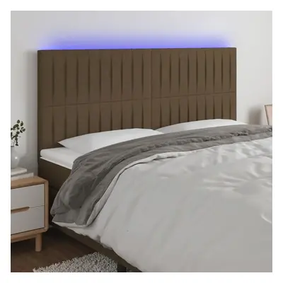 Čelo postele s LED tmavě hnědá 200x5x118/128 cm textil