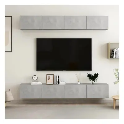 TV skříňky 4 ks betonově šedé 100 x 30 x 30 cm kompozitní dřevo